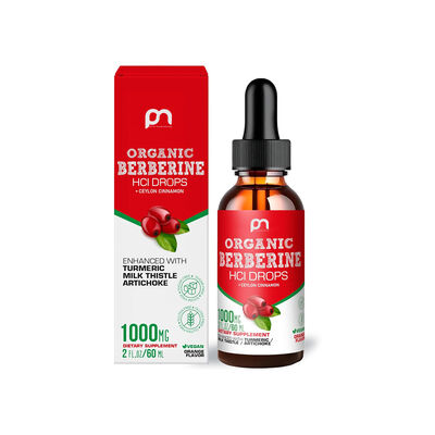 Organic HCI Berberine Drops Turmeric Milk Thistle & Ceylon Cinnamon Vegan Non GMO Sugar Free