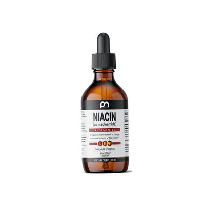 Health Glow Niacin (as Nicotinamide) Liquid - Maximum Strength Vitamin B3, No Flush, Energy Boost - 2oz/60ml
