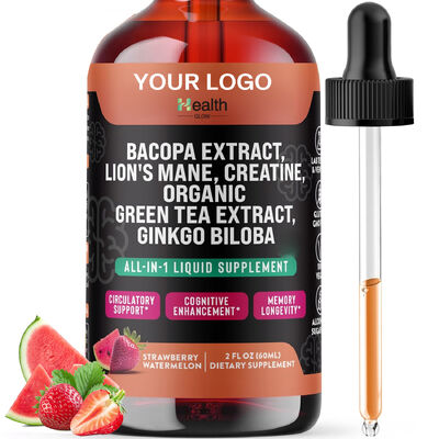 Health Glow Liquid Supplement with Bacopa Extract, Lion's Mane, Creatine & Green Tea