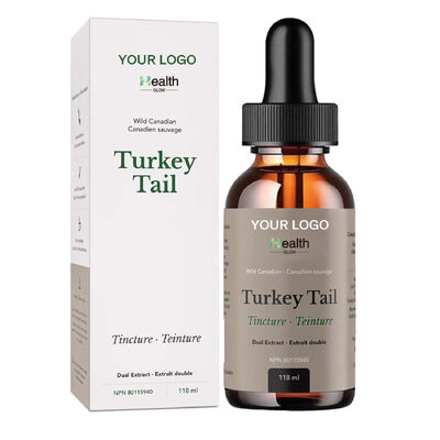 Health Glow Turkey Tail Tincture - Dual Extract Liquid Drops OEM 