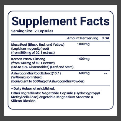 Black Maca Root Capsules Supplements For Buttock Enhancement GMP Certified