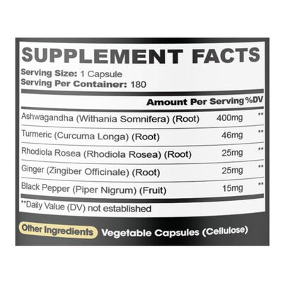 Turmeric Rhodiola Rosea Ashwagandha Capsules Supplements 400mg for Immune System Customized