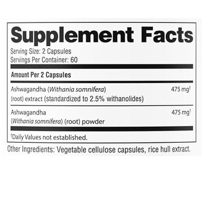 OEM Dual Extract Bulk Ashwagandha Capsules 950mg Supplement 120 Vegan Caps