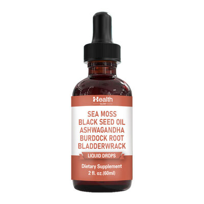 60ml Sea Moss Complex Vitamin Drops For Adults With Black Seed Oil Ashwagandha GMP Certificated