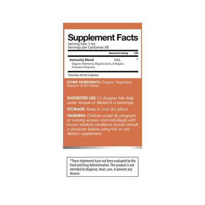 Organic Garlic & Echinacea Elderberry Liquid Drops Immunity Supplement For Adults