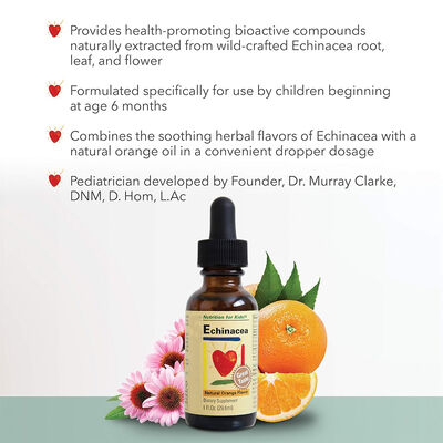Kids Echinacea Immune Booster Herbal Supplement drops Natural Orange Flavor