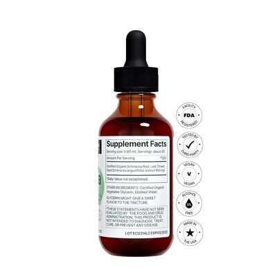 Non GMO Organic Echinacea Liquid Extract 893mg High Potency Herbal Supplement