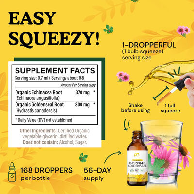 Alcohol Free Immune Supplement Drops Goldenseal Echinacea Liquid Glycerin Based