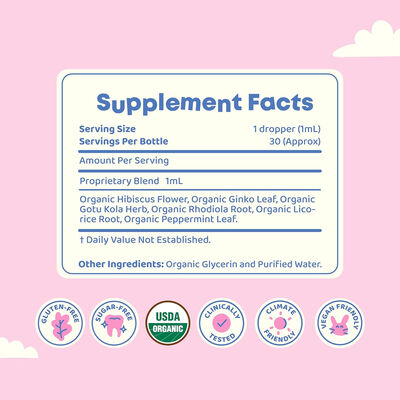 Focus Attention Ginkgo Rhodiola Herbal Supplement Drops For Kids USDA Certified