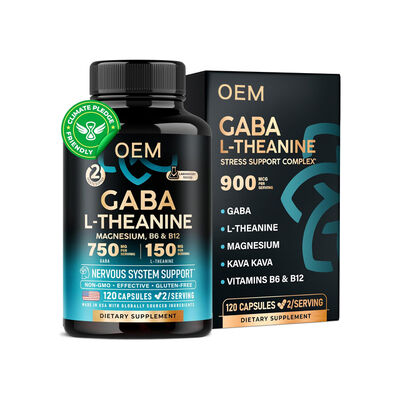750 mg GABA Capsules Supplements L-Theanine Pills Stress Support Gluten free