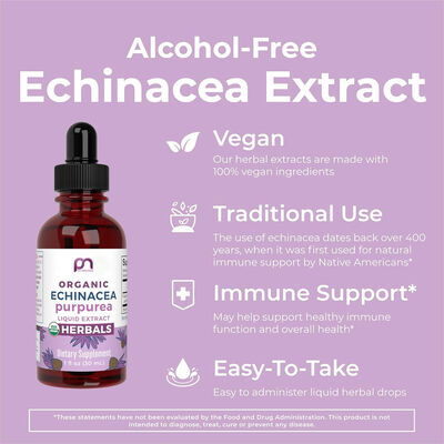 Organic Echinacea Liquid Drops - Immune Support for Adults