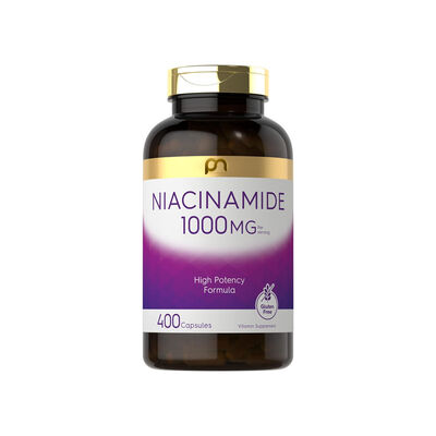 Health Glow Niacinamide 1000mg Capsules - High Potency Vitamin B3 - 400 Capsules