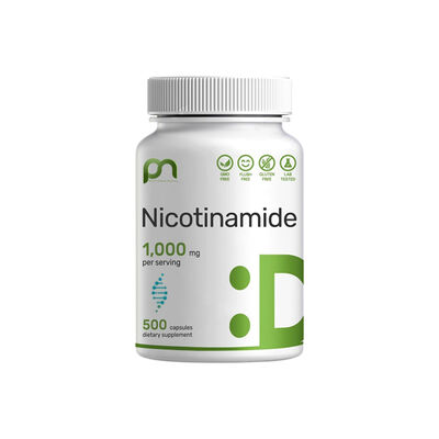 Health Glow Nicotinamide 1000mg Capsules | Non-Flush Vitamin B3 | 500 Capsules