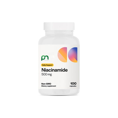 Health Glow Niacinamide 500mg Capsules - Non-GMO Vitamin B3 Supplement for Daily Energy Support - 100 Count