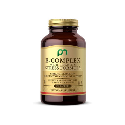 Health Glow B-Complex + Vitamin C Stress & Energy Formula | Vegan | 250 Tablets