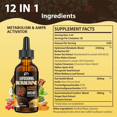 Liposomal Berberine 3000mg - Metabolism & AMPK Activator Liquid Drops