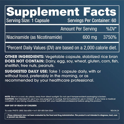 Health Glow Niacinamide 600mg Vegan Capsules