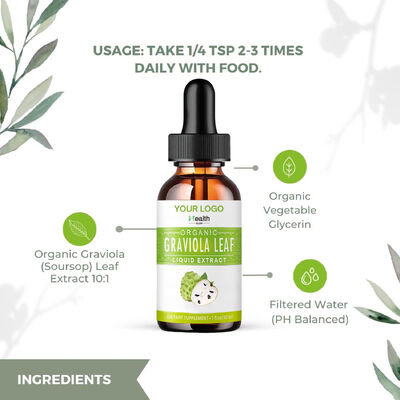 Organic Graviola Leaf Liquid Extract Dietary Supplement for Adults