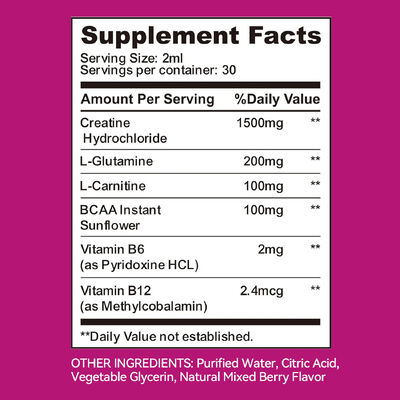 OEM Creatine HCL Drops with L-Glutamine, L-Carnitine Berry Flavor