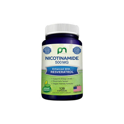 Health Glow Nicotinamide 500mg with Resveratrol - Vegan, Flush-Free, Energy Boost