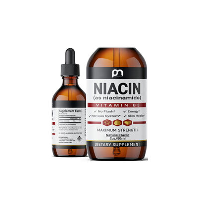 Health Glow Niacin (as Nicotinamide) Liquid - Maximum Strength Vitamin B3, No Flush, Energy Boost - 2oz/60ml