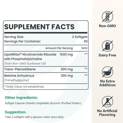 Health Glow Liposomal Nicotinamide Riboside 2000mg Softgels - Advanced Cellular Energy Support