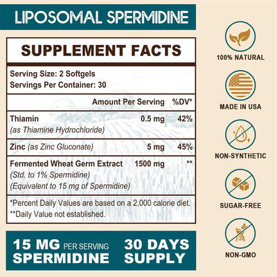 60 Softgels Spermidine Capsules Supplement 1500mg With Wheat Germ Extract