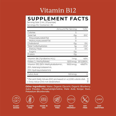 Vitamin B12 B6 Dietary Oral Supplement Liquid spray 2oz 60mL