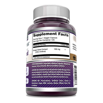 Grape Seed Extract Supplement 120 Capsules Antioxidant Vegan Non-GMO