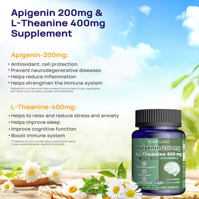 Apigenin L-Theanine Sleep Capsules 60pcs Bottle OEM Bulk