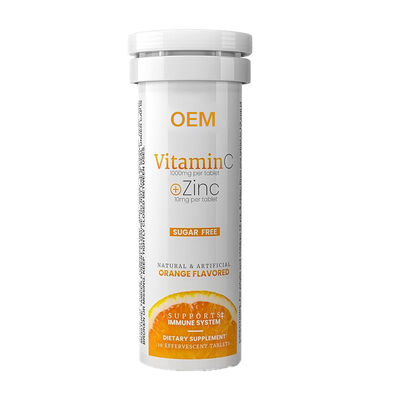 60-Count Vegan Vitamin C Effervescent Tablets with Zinc for Immune Support