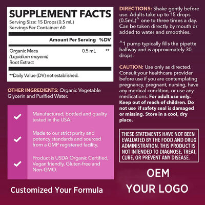 Organic Maca Root Liquid Drops with Lepidium Meyenii Extract - 60 Servings per Bottle in 1 fl oz (30 mL)