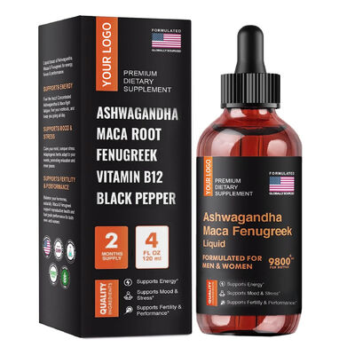 High-Potency Ashwagandha Liquid Drops with Vitamin B12 and 9800+ Potency for Immune Support and Energy Boost