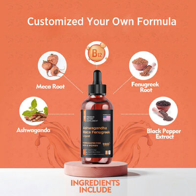 High-Potency Ashwagandha Liquid Drops with Vitamin B12 and 9800+ Potency for Immune Support and Energy Boost