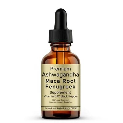 High-Potency Ashwagandha Liquid Drops with Vitamin B12 and 9800+ Potency for Immune Support and Energy Boost