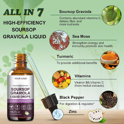 7-in-1 Soursop Graviola Liquid Drops with Vitamin B6 and Vitamin C for Immune Support