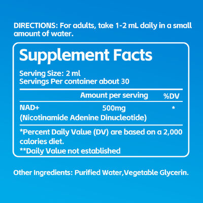 500mg NAD+ Supplement with Gluten-Free Formula and Customizable Dosage for Anti-Aging and Cellular Energy Boost