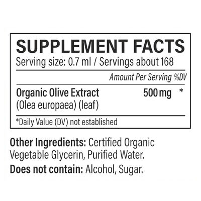Olive Leaf Extract Liquid Supplement | Alcohol-Free, Vegetarian, Non-GMO, Gluten-Free, Supports Immune & Daily Wellness