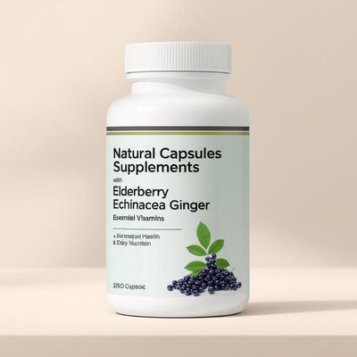 Natural Oral Supplement with Elderberry Echinacea Ginger and Essential Vitamins for Immune Health and Daily Nutrition