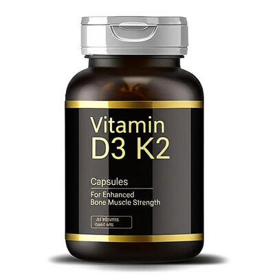 Vitamin D3 K2 MK4 Capsules Supplements for Enhanced Bone Muscle Strength with 36 Months Shelf Life