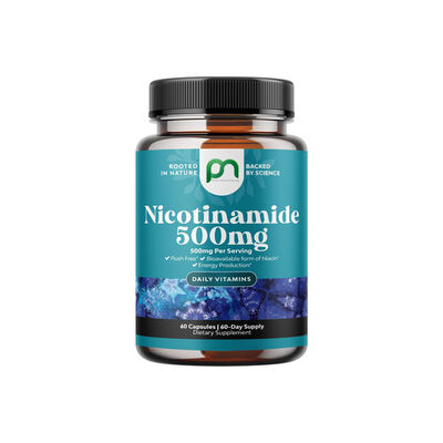 Nicotinamide 500mg Capsules | Flush-Free Bioavailable Niacin for Energy Production | 60-Day Supply Dietary Supplement
