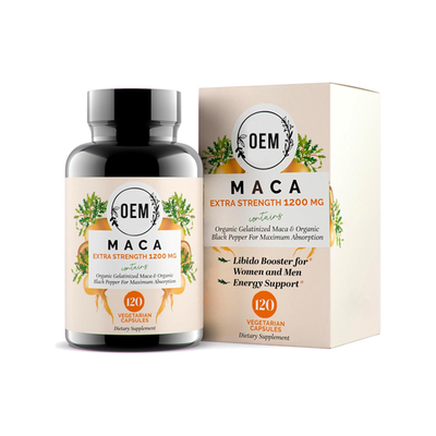 OEM Maca Extra Strength – 1200mg with Black Pepper – Enhanced Absorption
