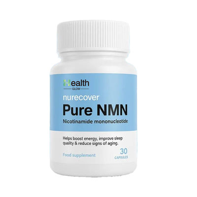 Health Glow Pure NMN Capsules 500mg with 100% Daily Value and 100mg Vitamin C for Enhanced Energy and Anti-Aging