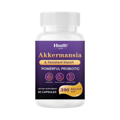 300 Billion AFU Akkermansia Muciniphila Probiotic Capsules with Prebiotic Resistant Starch for Gut Health
