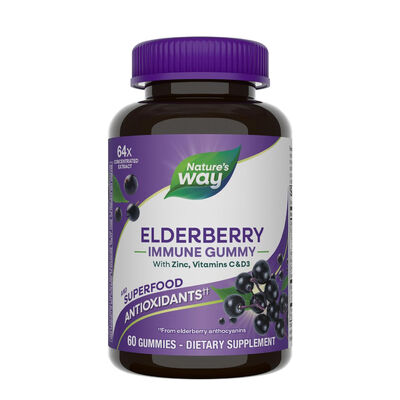 Elderberry Immune Gummies with Zinc Vitamins C and D3 - Gluten-free Dairy-free Chewable Vitamin Supplements